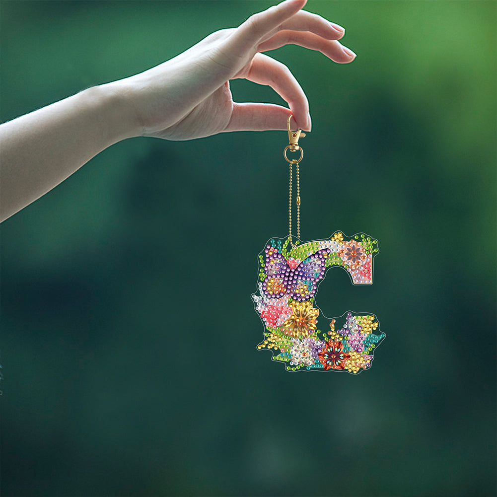 1Pc DIY Diamond Painting Lettter Keychain