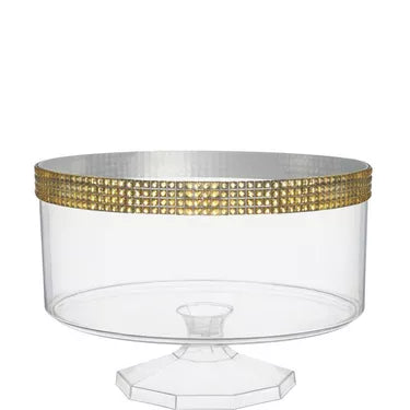 Gold Rhinestone Clear Plastic Trifle Container, 40oz
