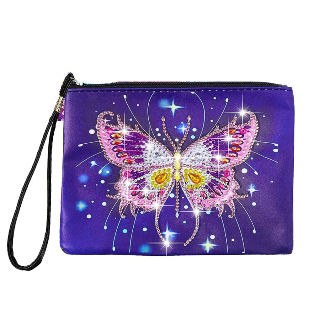 Diamond Painting Butterfly Single Side PU Cosmetic Bag Ladies Clutch